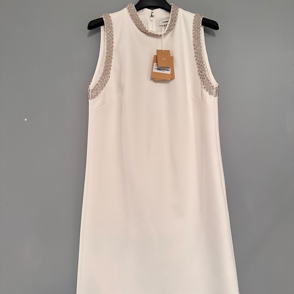 Sandro NEW w/ tags Elegant White Sleeveless Ringtone Dress
